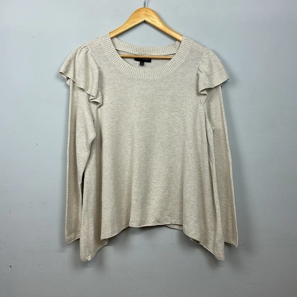Lane Bryant Long Ruffle-Sleeve Sweater in Oatmeal Sz 18/20